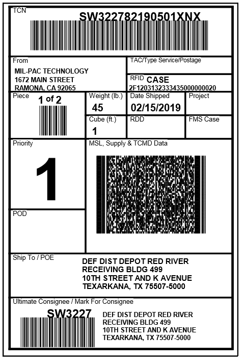 Mil-Std-129R Labels | Barcodes | IUID | Mil-Pac Technology